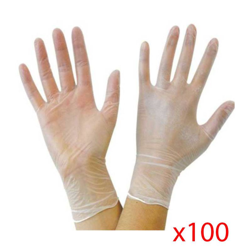 Gants vinyle jetables blanc, paquet de 100 - Taille 9 (L)