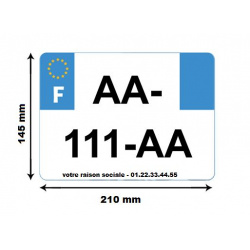 Plaques Françaises PPI 210x145 SIV Département 2A PVC avec bordure commerciale 10 pièces