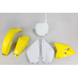 Kit plastique UFO couleur origine jaune/blanc Suzuki RM85
