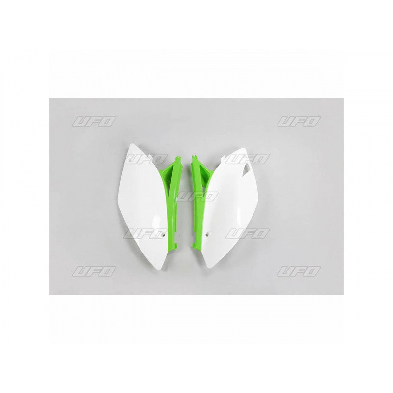 Plaques latérales UFO blanc/vert Kawasaki KX450F