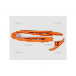 Kit patin de bras oscillant + patin de chaîne inférieur UFO orange KTM