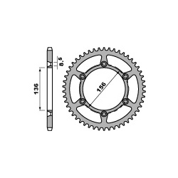 Couronne acier PBR 53 dents chaîne 520 HUSQVARNA TC449