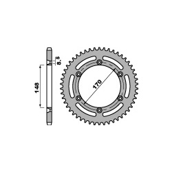 Couronne acier PBR 48 dents chaîne 520 Suzuki DR750S