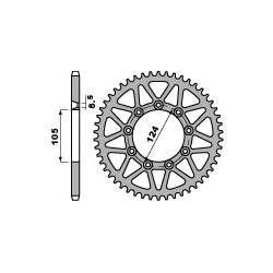 Couronne acier PBR 51 dents chaîne 520 TM 125EN