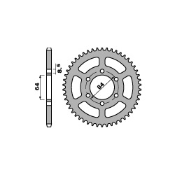 Couronne acier PBR 53 dents chaîne 428 Suzuki DR125S RAIDER 