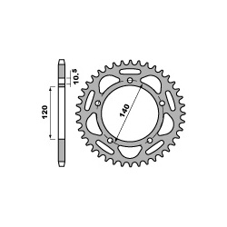 Couronne alu PBR 43 dents chaîne 520 Suzuki GSXR600 