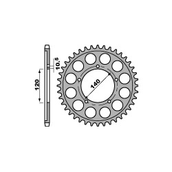 Couronne acier PBR 44 dents chaîne 530 Triumph 955I DAYTONA