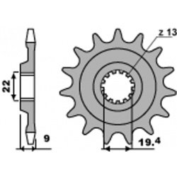 Pignon PBR 13 dents acier standard pas 520 type 2259 Suzuki RMZ250