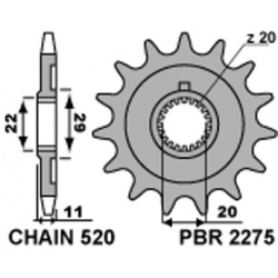 Pignon PBR 14 dents acier standard pas 520 type 2275 Sherco SE 2.5I-F