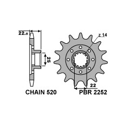 Pignon PBR 17 dents acier type 2252 pas 520 MV Agusta F3