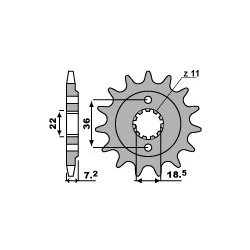 Pignon PBR 14 dents acier type 2067 pas 520 Honda 