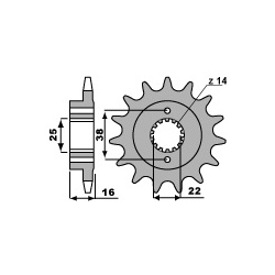 Pignon PBR 14 dents acier type 2075 pas 520 Ducati 