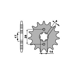 Pignon PBR 12 dents acier type 2118 pas 428 