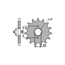 Pignon PBR 14 dents acier type 728 pas 530 