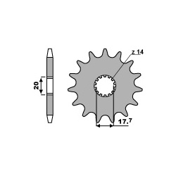 Pignon PBR 20 dents acier standard pas 428 type 577