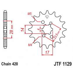 Pignon JT SPROCKETS 13 dents acier pas 420 type 1129