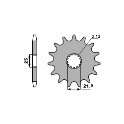 Pignon PBR 16 dents acier anti-bruit pas 525 type 564