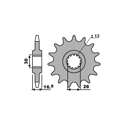 Pignon PBR 16 dents acier anti-bruit pas 530 type 347