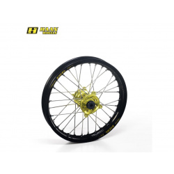 Roue arrière complète HAAN WHEELS 19x1,85x36T jante noire/moyeu jaune Suzuki RM125