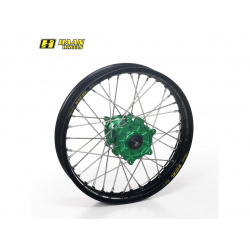 Roue arrière complète HAAN WHEELS 18x1,85 jante noir/moyeu bleu Kawasaki KX250F