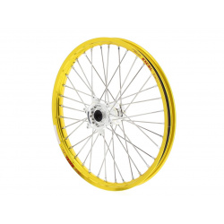 Roue avant complète HAAN WHEELS 21x1.60x36T jante jaune/moyeu argent Suzuki RM125/250