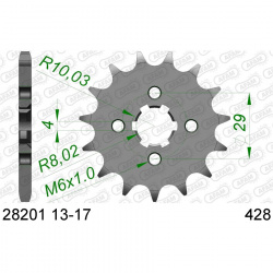 Pignon AFAM 15 dents acier standard pas 428 type 28201