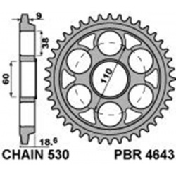 Couronne PBR 42 dents acier standard pas 530 type 4643