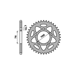 Couronne PBR 44 dents alu ultra-light pas 525 type 4456