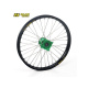 Roue avant complète HAAN WHEELS 17x3,50x36T jante noir/moyeu vert/rayons argent/têtes de rayons argent