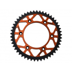 Couronne PBR Twin Color orange/noir 53 dents alu ultra-light anti-boue anodisé dur pas 520 type 899