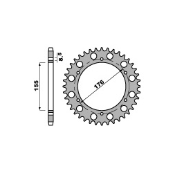 Couronne PBR 44 dents acier standard pas 530 type 4392