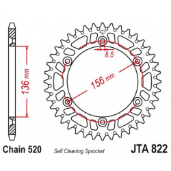 Couronne JT SPROCKETS Aluminium Ultra-light anti-boue 822-520