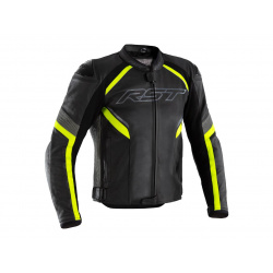 Veste RST Sabre cuir noir/jaune fluo homme