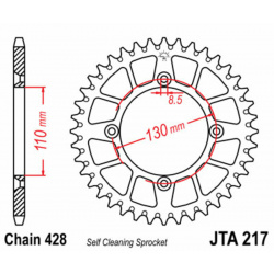 Couronne JT SPROCKETS aluminium Ultra-Light anti-boue 217 - 428