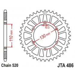 Couronne JT SPROCKETS Aluminium Ultra-light anti-boue 486-520