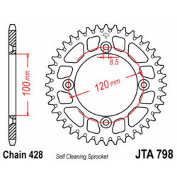 Couronne JT SPROCKETS aluminium Ultra-Light anti-boue 798 - 428