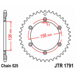 Couronne JT SPROCKETS acier standard 1791 - 525