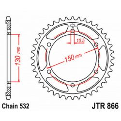 Couronne JT SPROCKETS acier standard 866 - 532