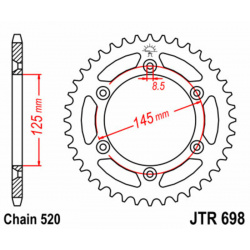 Couronne JT SPROCKETS acier standard 698 - 520