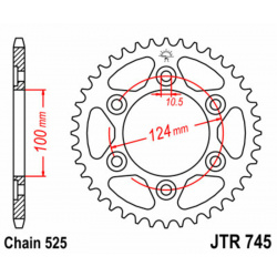 Couronne JT SPROCKETS acier standard 745 - 525