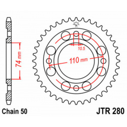 Couronne JT SPROCKETS acier standard 280 - 530