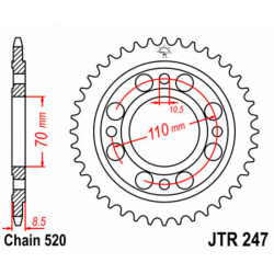 Couronne JT SPROCKETS acier standard 247 - 520