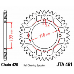 Couronne JT SPROCKETS aluminium Ultra-Light anti-boue 461 - 420