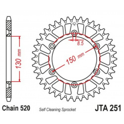 Couronne JT SPROCKETS Aluminium Ultra-light anti-boue 251-520