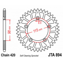 Couronne JT SPROCKETS aluminium Ultra-Light anti-boue 894 - 420