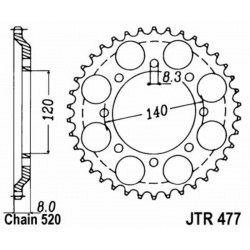 Couronne JT SPROCKETS acier standard 477 - 520