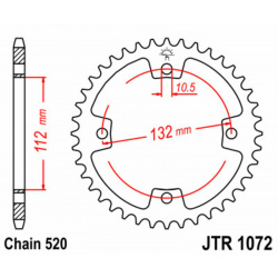 Couronne JT SPROCKETS acier standard 1072 - 520