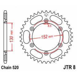 Couronne JT SPROCKETS acier standard 8 - 520