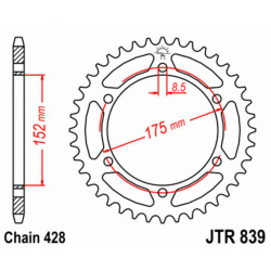 Couronne JT SPROCKETS acier standard 839 - 428