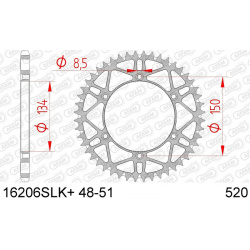 Couronne AFAM acier anti-boue 16206 - 520